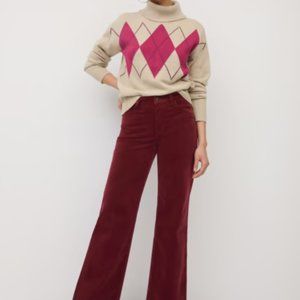 Burgundy corduroy wide-leg, high-waist pants (L) Comfort & style - NWT!